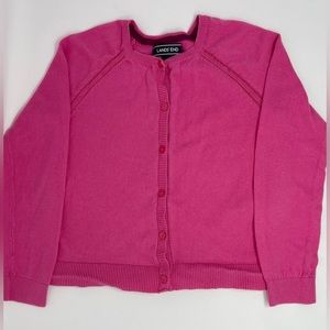 LANDS’ END: Pink Cardigan, Size L (6X-7)